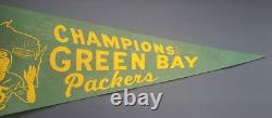 SUPER RARE VINTAGE 1960's Bart Starr CHAMPS Green Bay Packers Pennant with stick
