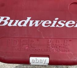 SUPER RARE VINTAGE BUDWEISER COOLER With2 FLIP OUT TABLE TOPS AND 2 CHAIRS