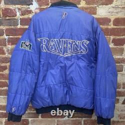 SUPER RARE VINTAGE Baltimore Ravens NFL PRO PLAYER Reversible Jacket (L)