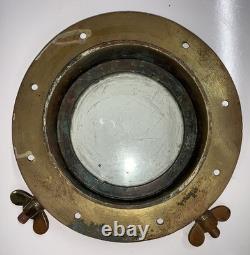 SUPER RARE VINTAGE Nautical Solid Brass 2-Dog Porthole From The Edison Mfg Co