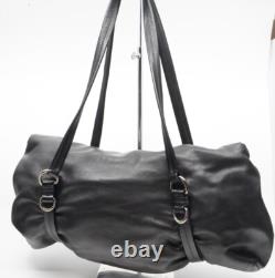 SUPER RARE! VINTAGE Prada Shoulder Bag VITELLO BELT Leather Black