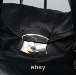 SUPER RARE! VINTAGE Prada Shoulder Bag VITELLO BELT Leather Black