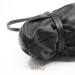 SUPER RARE! VINTAGE Prada Shoulder Bag VITELLO BELT Leather Black