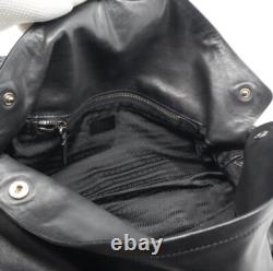 SUPER RARE! VINTAGE Prada Shoulder Bag VITELLO BELT Leather Black