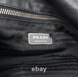 SUPER RARE! VINTAGE Prada Shoulder Bag VITELLO BELT Leather Black
