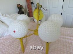 SUPER RARE Vintage 1950's 60's GOLF BALLS on Tees Chandelier Man Cave Light