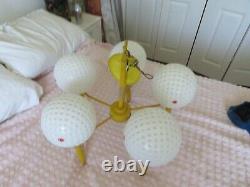 SUPER RARE Vintage 1950's 60's GOLF BALLS on Tees Chandelier Man Cave Light