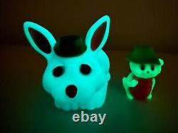 SUPER RARE Vintage 1980's Glow Glo Friends Bunny Rabbit & Glo Garden Ant