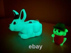 SUPER RARE Vintage 1980's Glow Glo Friends Bunny Rabbit & Glo Garden Ant