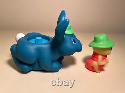 SUPER RARE Vintage 1980's Glow Glo Friends Bunny Rabbit & Glo Garden Ant