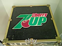 SUPER RARE Vintage 1980s Cherry 7up Storage Toy Chest Wood & Brass Trunk 16x16