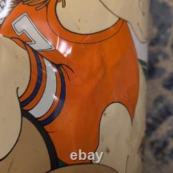 SUPER RARE Vintage 1982 Denver Broncos Metal Trash Can Basket Cartoon Mascot