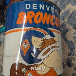 SUPER RARE Vintage 1982 Denver Broncos Metal Trash Can Basket Cartoon Mascot SUPER RARE Vintage 1982 Denver Broncos Metal Trash Can Basket Cartoon Mascot
