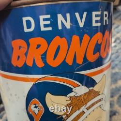 SUPER RARE Vintage 1982 Denver Broncos Metal Trash Can Basket Cartoon Mascot