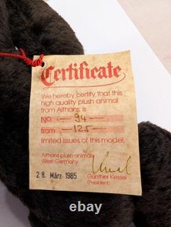 SUPER RARE Vintage 1985 Althans Germany Plush Bear Signed Ltd Edition 94/125
