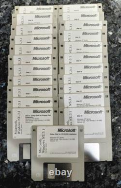 SUPER RARE Vintage 1993 MS Windows NT v3.1 Disks 1-22 + CD-ROM Setup disk