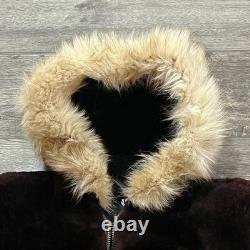 SUPER RARE! Vintage 50s/60s Alaskan Seal Fur Coat Hooded Shearling Brown Women M
