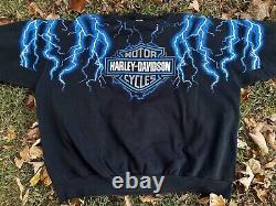 SUPER RARE Vintage 90's AOP Harley-Davidson lightning crewneck size xxxl