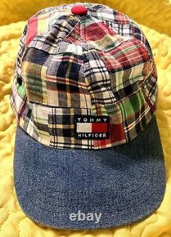 SUPER RARE Vintage 90s Tommy Hilfiger Madras Plaid Hat Baseball Cap Hat