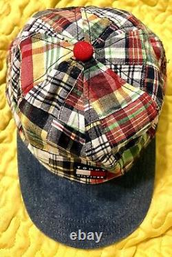 SUPER RARE Vintage 90s Tommy Hilfiger Madras Plaid Hat Baseball Cap Hat