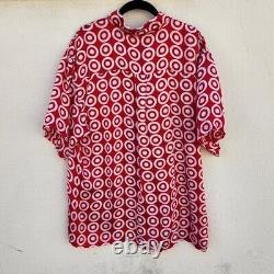 SUPER RARE Vintage All Over Target Women Print Silk Employee Pajamas Red White L