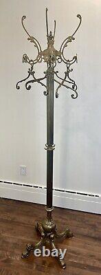 SUPER RARE Vintage Brass coat and hat/purse stand Brass clothing stand