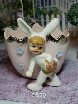 SUPER RARE Vintage Bunny Girl? Figurine lefton RABBIT Planters THE ONE U WANT