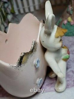 SUPER RARE Vintage Bunny Girl? Figurine lefton RABBIT Planters THE ONE U WANT