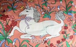 SUPER RARE Vintage Flat Sheet by Wamsutta Featuring Medieval Unicorns Twin