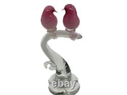 SUPER RARE Vintage Hand Made Italy MURANO Glass Pink Doves In Love Sculpture