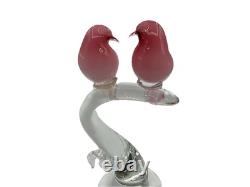 SUPER RARE Vintage Hand Made Italy MURANO Glass Pink Doves In Love Sculpture