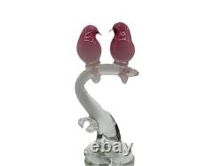 SUPER RARE Vintage Hand Made Italy MURANO Glass Pink Doves In Love Sculpture