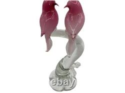 SUPER RARE Vintage Hand Made Italy MURANO Glass Pink Doves In Love Sculpture