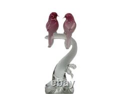 SUPER RARE Vintage Hand Made Italy MURANO Glass Pink Doves In Love Sculpture