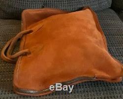 SUPER RARE Vintage L. L. Bean Medium Size suede Tote Bag leather BROWNISH ORANGE