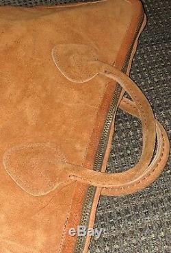 SUPER RARE Vintage L. L. Bean Medium Size suede Tote Bag leather BROWNISH ORANGE