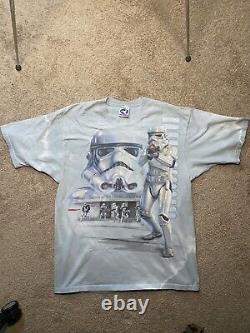 SUPER RARE Vintage Liquid Blue Star Wars T Shirt Stormtroopers Size L