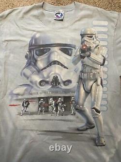 SUPER RARE Vintage Liquid Blue Star Wars T Shirt Stormtroopers Size L
