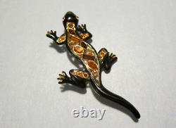 SUPER RARE Vintage Signed KJL (Kenneth Jay Lane) Enamel/Rhinestones Brooch/Pin
