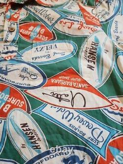 SUPER RARE! Vintage Surf Line HAWAII Surfer Decals Half-Button Shirt Sz Men's XL