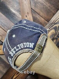 SUPER RARE Vintage TRUE RELIGION Distressed Blue Gray Plaid Buddha Cap Hat NEW