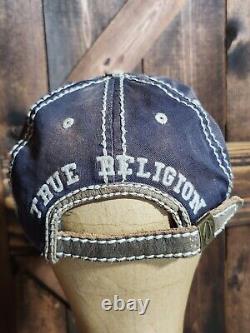 SUPER RARE Vintage TRUE RELIGION Distressed Blue Gray Plaid Buddha Cap Hat NEW