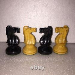 SUPER RARE Vintage Wooden Large 4.5/ 115mm King Lardy Chess Set, with Box