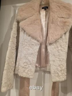 SUPER RARE Vintage XS BEBE 100% Dyed Rabbit Fur Jacket with Satin Belt SUPER RARE Vintage XS BEBE 100% Dyed Rabbit Fur Jacket with Satin Belt