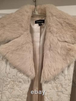 SUPER RARE Vintage XS BEBE 100% Dyed Rabbit Fur Jacket with Satin Belt