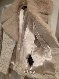SUPER RARE Vintage XS BEBE 100% Dyed Rabbit Fur Jacket with Satin Belt