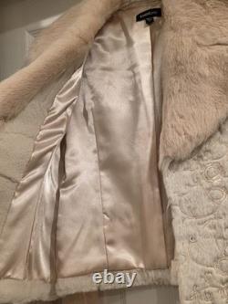 SUPER RARE Vintage XS BEBE 100% Dyed Rabbit Fur Jacket with Satin Belt