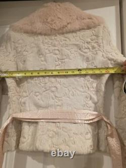 SUPER RARE Vintage XS BEBE 100% Dyed Rabbit Fur Jacket with Satin Belt