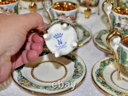 SUPER RARE Vintage capodimonte 17Pc Demitase Coffee Set Made Italy Gold Cupids