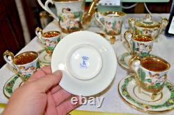 SUPER RARE Vintage capodimonte 17Pc Demitase Coffee Set Made Italy Gold Cupids